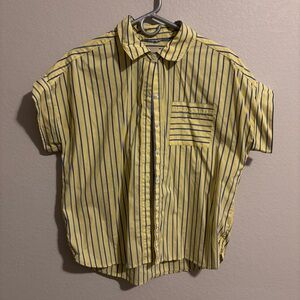 Casa Cabana Yellow and Blue Stripped Button Down Shirt